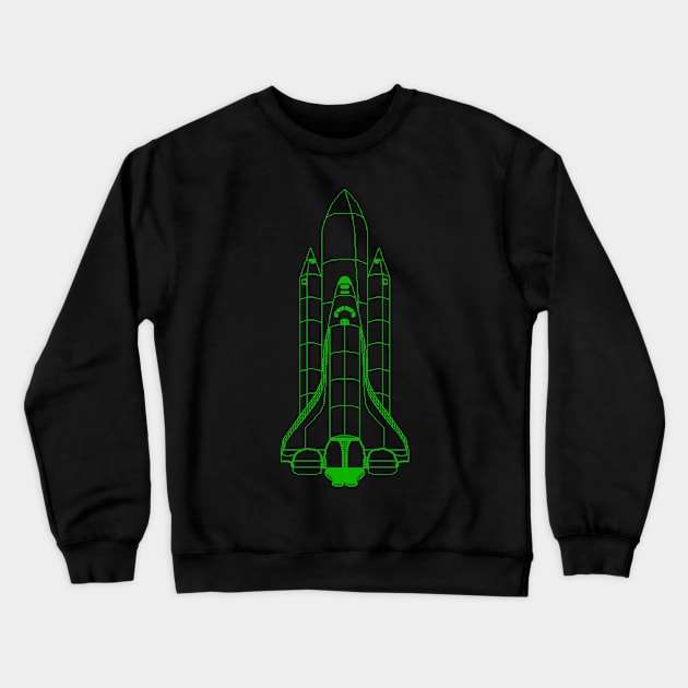 Pixel Art: Space Shuttle (Green) Crewneck Sweatshirt by probadger